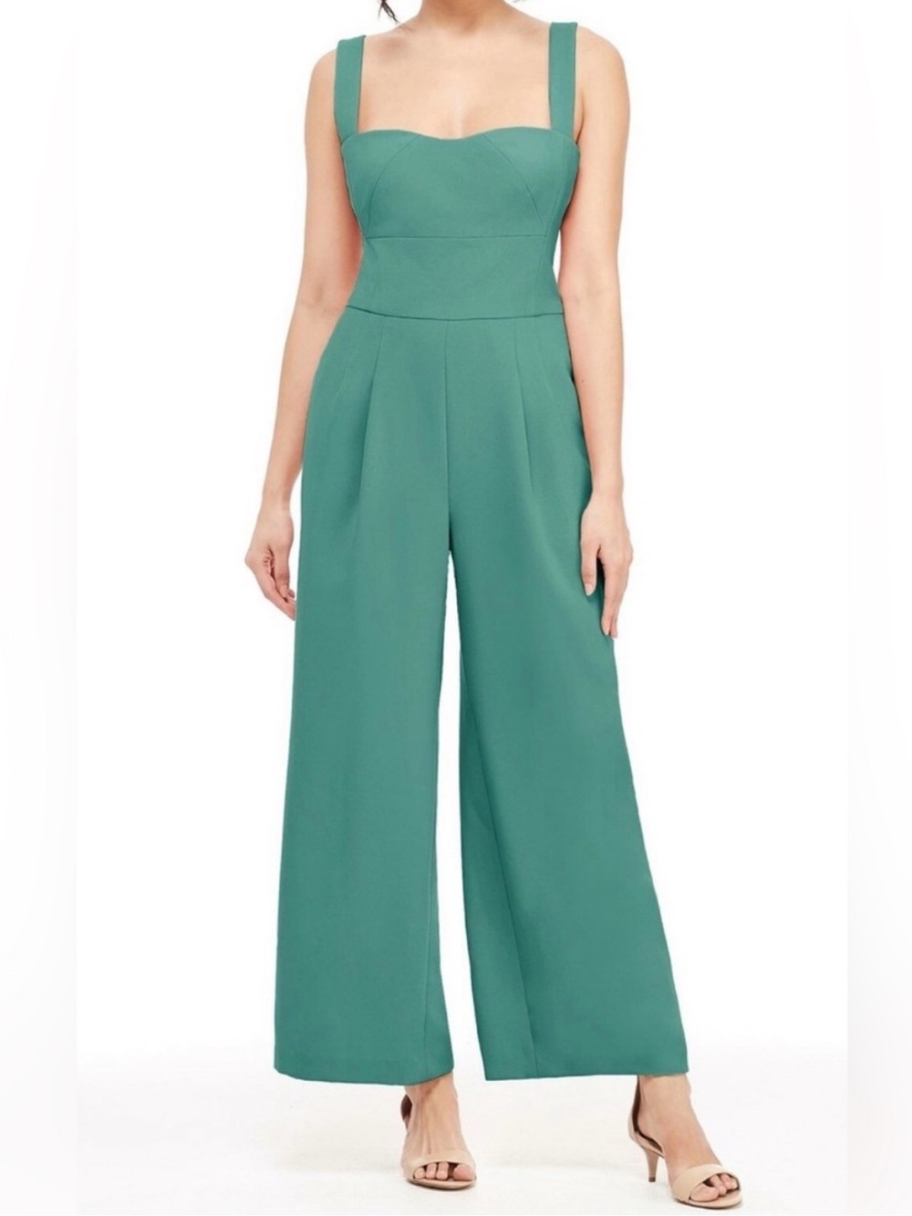 Gal Meets Glam Nicole Teal Wide Leg Jumpsuit